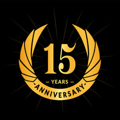 15 years anniversary. Elegant anniversary design. 15 years logo.
