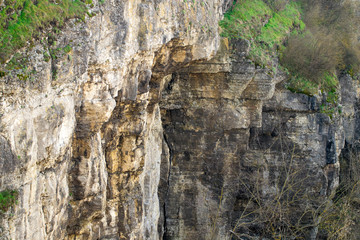 Rock wall of Smotrych River canyon in Kamianets Podilskyi, Ukraine
