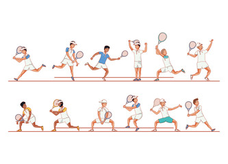 men players tennis characters vector illustration design