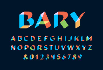 Transparent font. Vector alphabet with overlay effect letters and numbers.