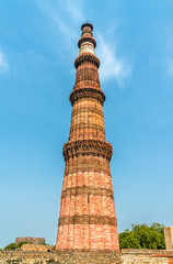 Fototapeta na wymiar The Qutub Minar, a UNESCO world heritage site in Delhi, India