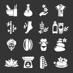 Spa salon icons set grey vector