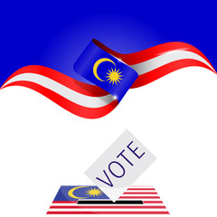 Malaysian General Elections 2018 Vector Illustration Flat Style - Hand Putting Voting Paper in the Ballot Box.