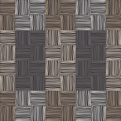 Seamless geometric pattern. Brown floor with wooden texture. Asian Mat. Scribble texture. Textile rapport.