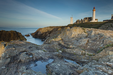 Fototapeta na wymiar View of Lighthouse of Saint Mathieu in Brittany in France