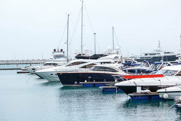 private yachts parked in the seaport of Sochi