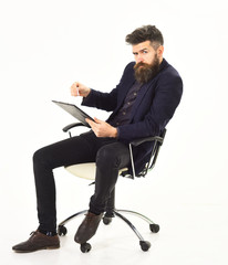 Relaxed businessman or manager sitting in a chair