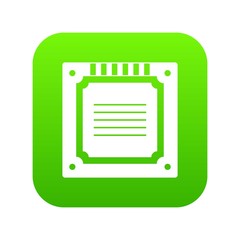 Modern multicore CPU icon digital green