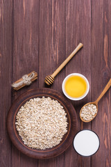 Raw oatmeal with ingredients