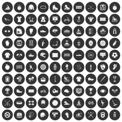 100 sport team icons set black circle