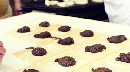 Working on sweet pastry.