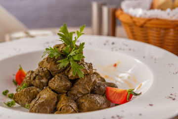 Dolma of grape leaves