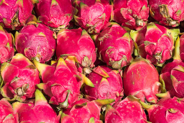 Dragon fruit on market stand
