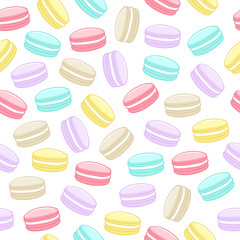 Seamless assorted macarons pattern.