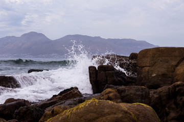 The see hitting rocks, South Africa