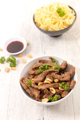 fried beef and almond