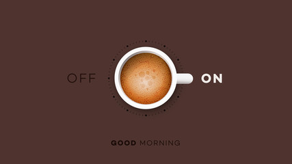 Good Morning. Conceptual Motivation Illustration. Vector Cup Of Coffee
