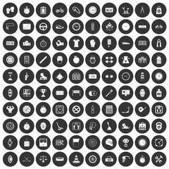 100 stopwatch icons set black circle