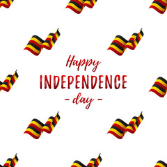 Banner or poster of Uganda independence day celebration. Seamless pattern with waving flag. Uganda flag. Vector illustration.