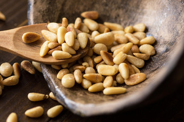 Toasted Pine Nuts. Organic Vegetarian Food.