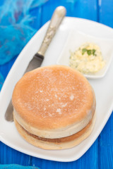 typical bread of Madeira, Portugal with butter