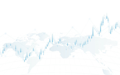 Obraz premium Abstract financial background with world map and chart on white color