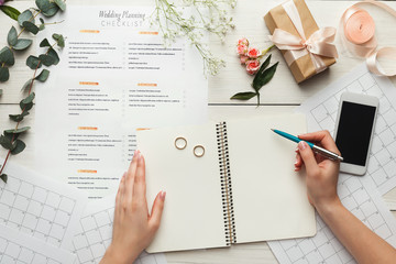 Bridal background with planner checklist - obrazy, fototapety, plakaty