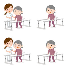 歩行訓練　シニア女性　セット