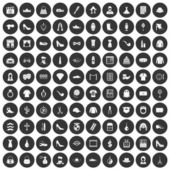 100 stylist icons set black circle