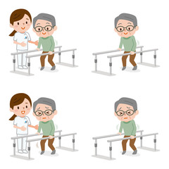 歩行訓練　シニア男性　セット