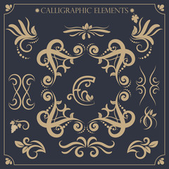 set of calligraphic design elements and page decorations