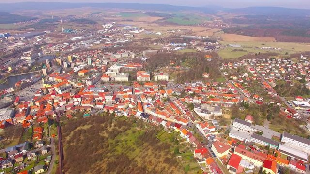 Aerial view of Pribram city in the Central Bohemian Region of the Czech Republic with a population of 35,147. 