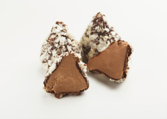 Chocolate candies isolaed on white