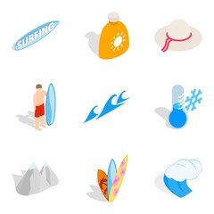 Quiet rest icons set, isometric style