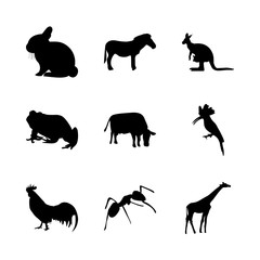 icon Animal with bunny, mandala, modern, forest and horse