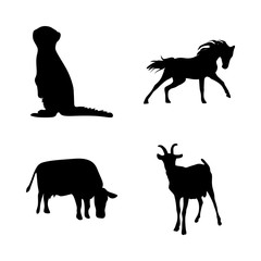 icon Animal with cow, forest, black, riding and running
