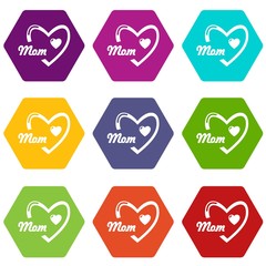 Mother day icons set 9 vector