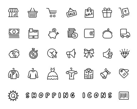 Shopping Hand Drawn Icon Design Illustration, Line Style Icon, Designed For App And Web