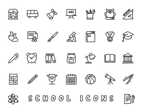 school hand drawn icon design illustration, line style icon, designed for app and web