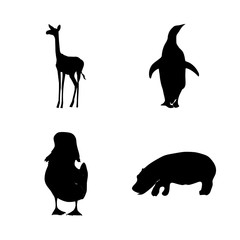 icon Animal with cold, duck, hippopotamus, cartoon and penguin