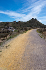 The green way of Lucainena under the blue sky in Almeria