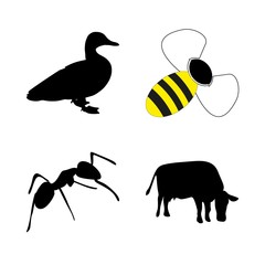 icon Animal with anthill, bumblebee, bee, honeybee and caricature
