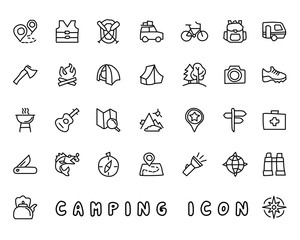camping hand drawn icon design illustration, line style icon, designed for app and web