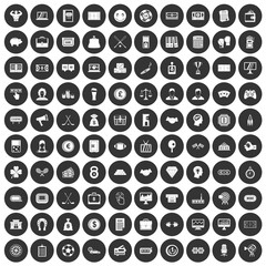 100 sweepstakes icons set black circle