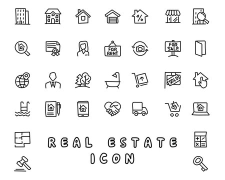 real estate hand drawn icon design illustration, line style icon, designed for app and web