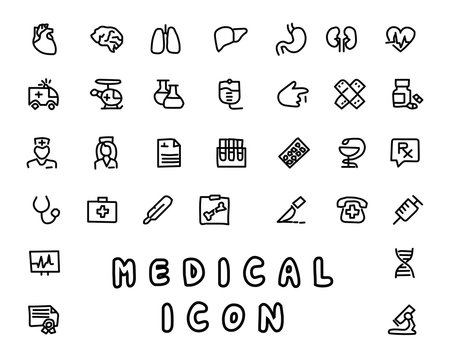 medical hand drawn icon design illustration, line style icon, designed for app and web