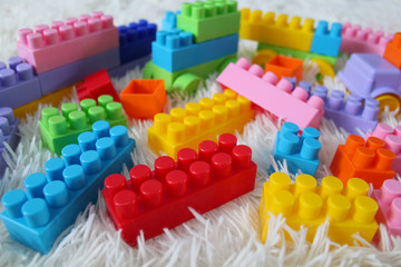 Multicolored children's designer. Details, shapes, colors