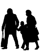 Families with little child on white background