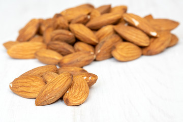 Pile of almonds seeds