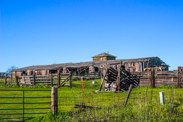 Vintage Barn & Wooden  Fencing In Disrepair